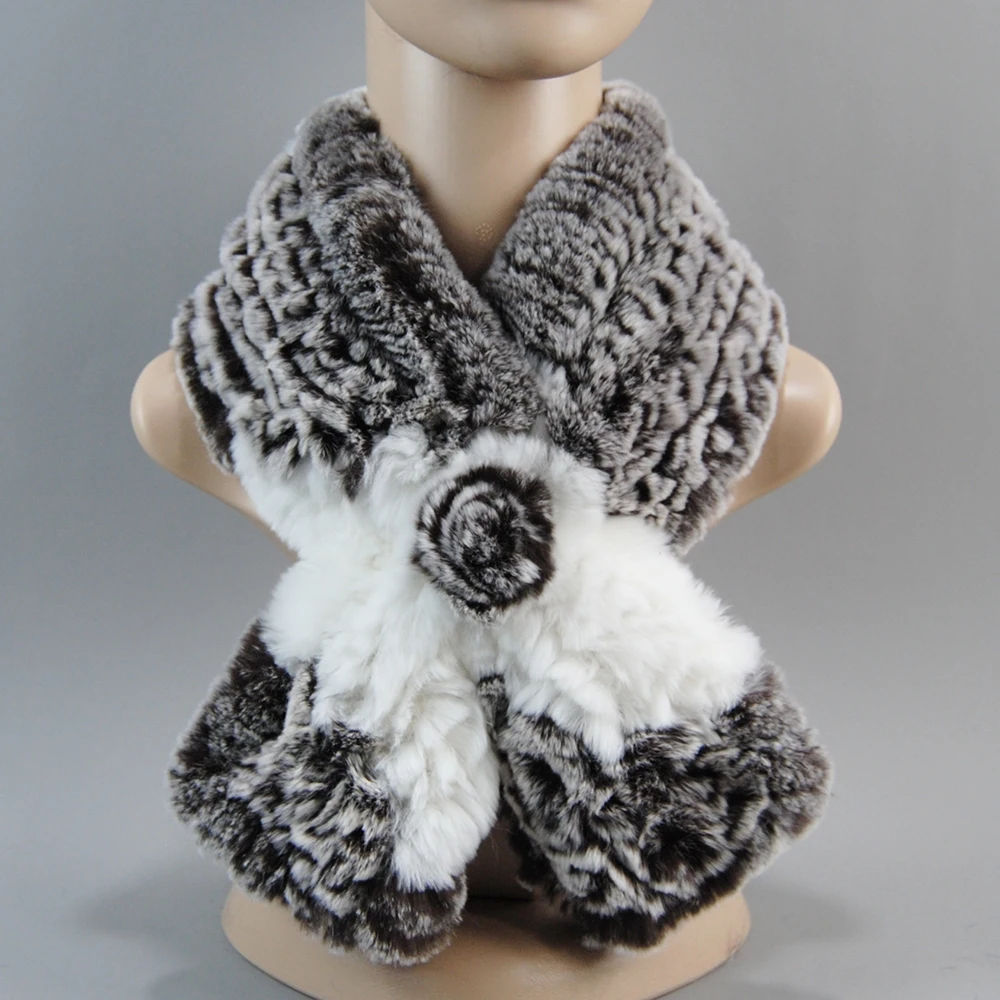 New Style Hand Knitted Real Natural Rex Rabbit Fur Scarf Women Winter Warm Rex Rabbit Fur Scarves Lady Soft Real Fur Neckerchief - Image 15
