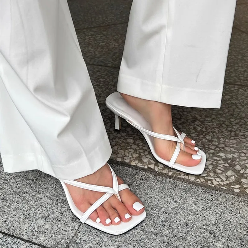 2025 Summer Women Clip Toe Slippers Fashion Dress Slide Shoes Ladies Elegant High Heel Footwear - Image 8