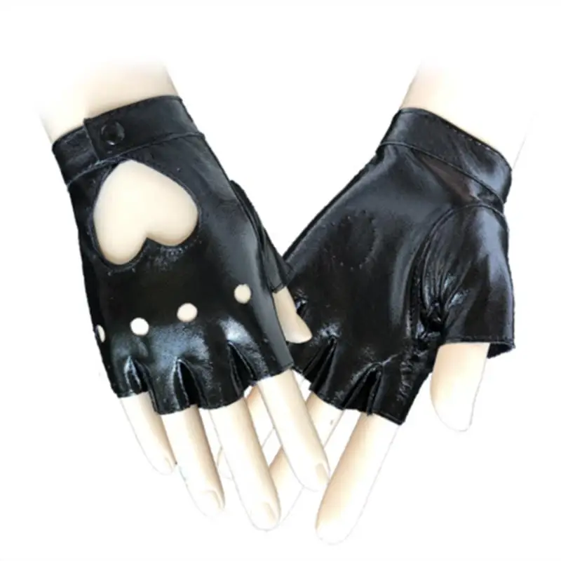 Fashion Half Finger Driving Women Comfortable Gloves PU Leather Fingerless Gloves For Women Black Red White Punk Glove