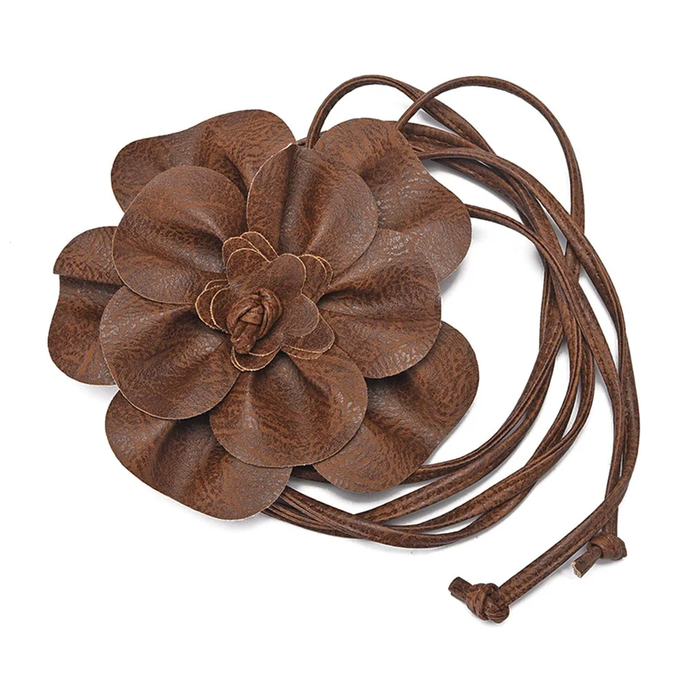 PU Leather Flower Rope Belts Luxury DIY Woven Waistband Strap Decorative Waist Braid Tie For Skirts Jeans Dress Clothes Fashion - Image 9