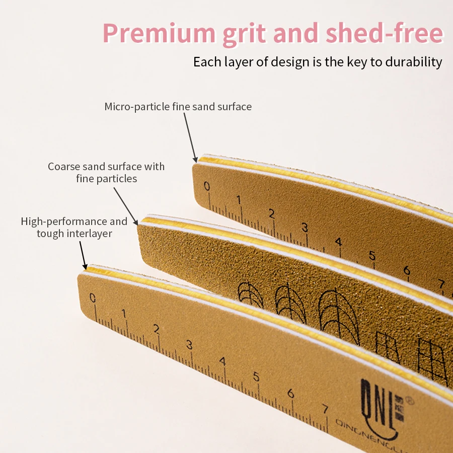 2/4/5/10pcs Nail File Set With Scale Nail Art Double-sided 180/240 Grit Nail File Grinding Sanding Buffer Buffing Manicure Tool - Image 2
