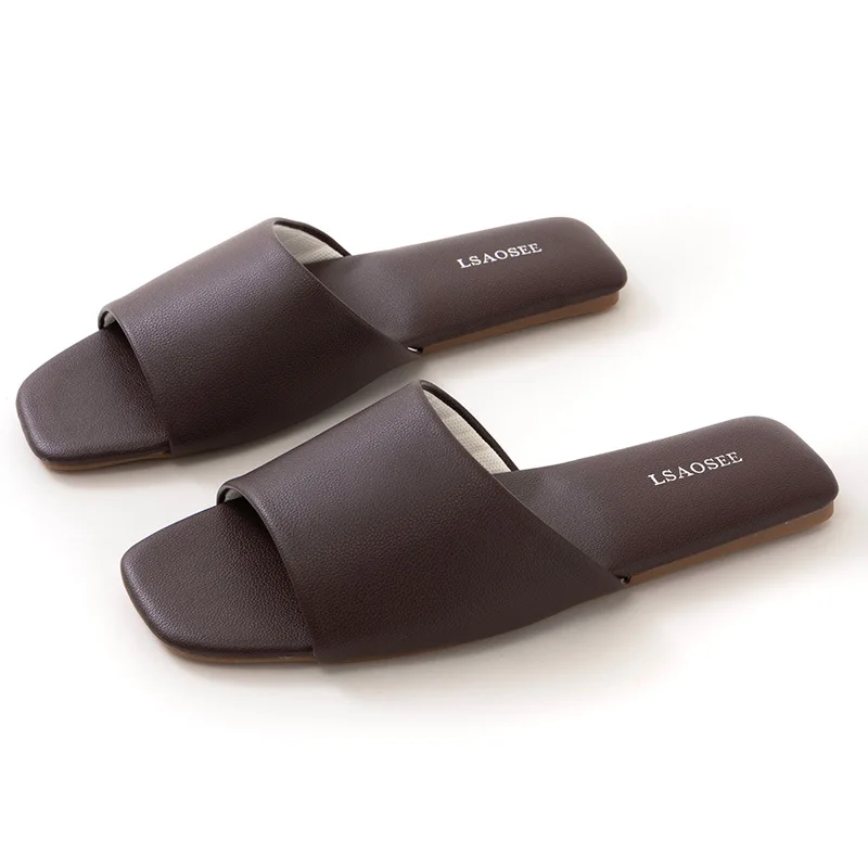 Spring and summer new PU leather slippers for home flooring, men's and women's non slip breathable bathroom slippers - Image 11