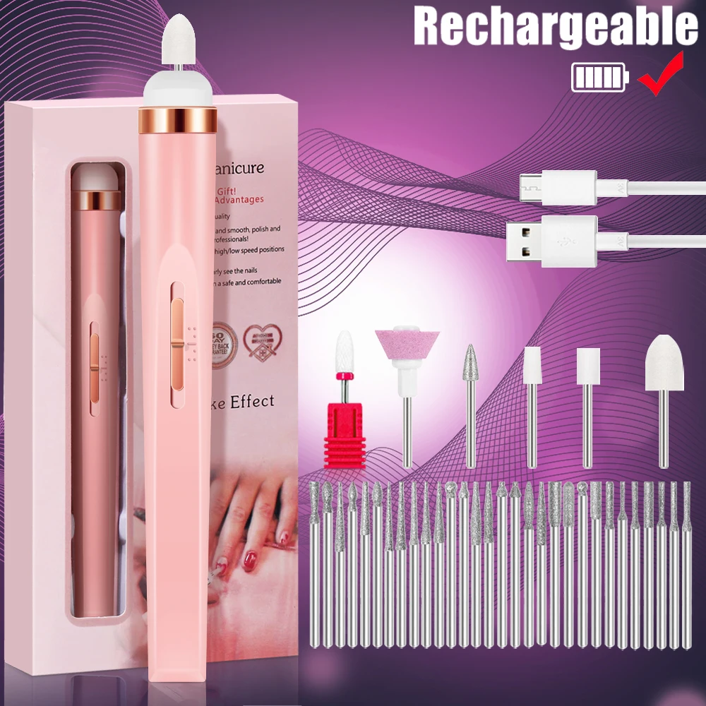YIKOOLIN 5 in 1 Electric Nail Polish Drill Machine USB Charge Portable Manicure Set Exfoliation and Polishing for Nail Salon - Image 14