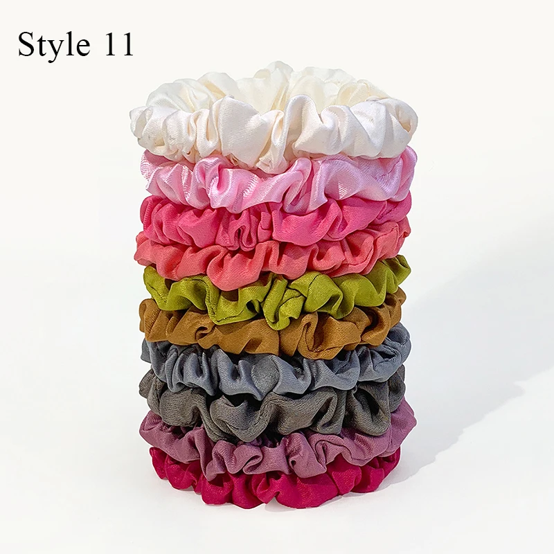 10-Piece Women's Pure Color Satin Large Scrunchie Daily Simple Rubber Hair Bands Set Skinny Ponytail Holder Hair Accessories - Image 13