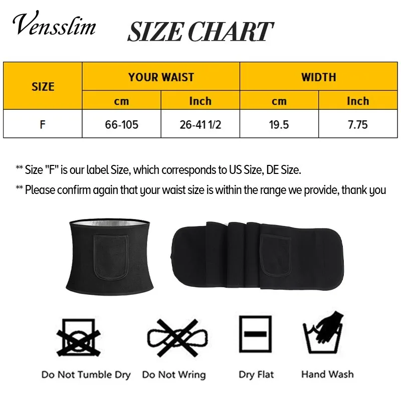 Vensslim Women Waist Trainer Belt with Pocket free adjustable Belly Trimmer Sauna Sweat Body Shaper Workout Girdle Shapewear - Image 2