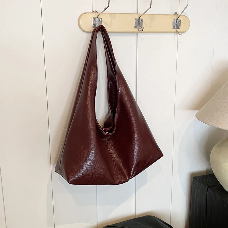 MOODS Retro Shoulder Bags For Women Soft PU Leather Pure Color Underarm Hobo Bag Big Capacity Shopper Totes 2024 Luxury Handbags - Image 10