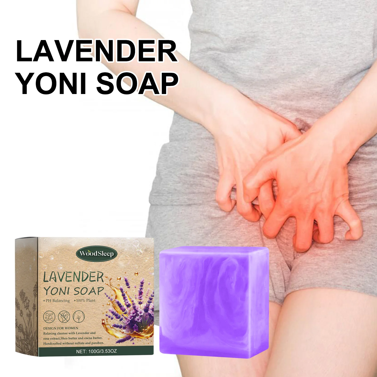 Lavender Yoni Soap Relieves Eliminate Unpleasant Odors Cleansing Moisturizing Oil Control 100g Lavender Flavored Body Care Soap - Image 6