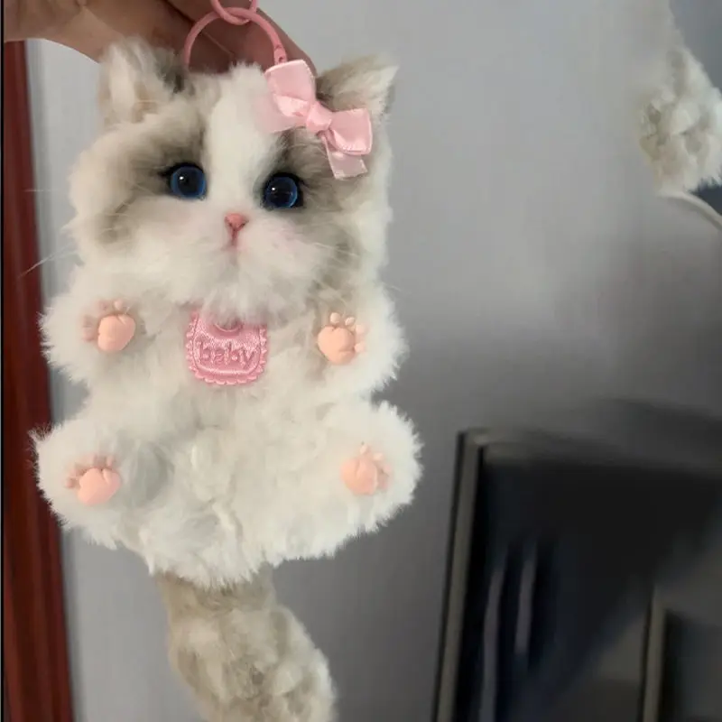 Cute Black Cat Keychain Kawaii Simulated Kitten Bag Charms Backpack Pendant Handmade DIY Cat Key Chain For Cat Lovers брелок - Image 10