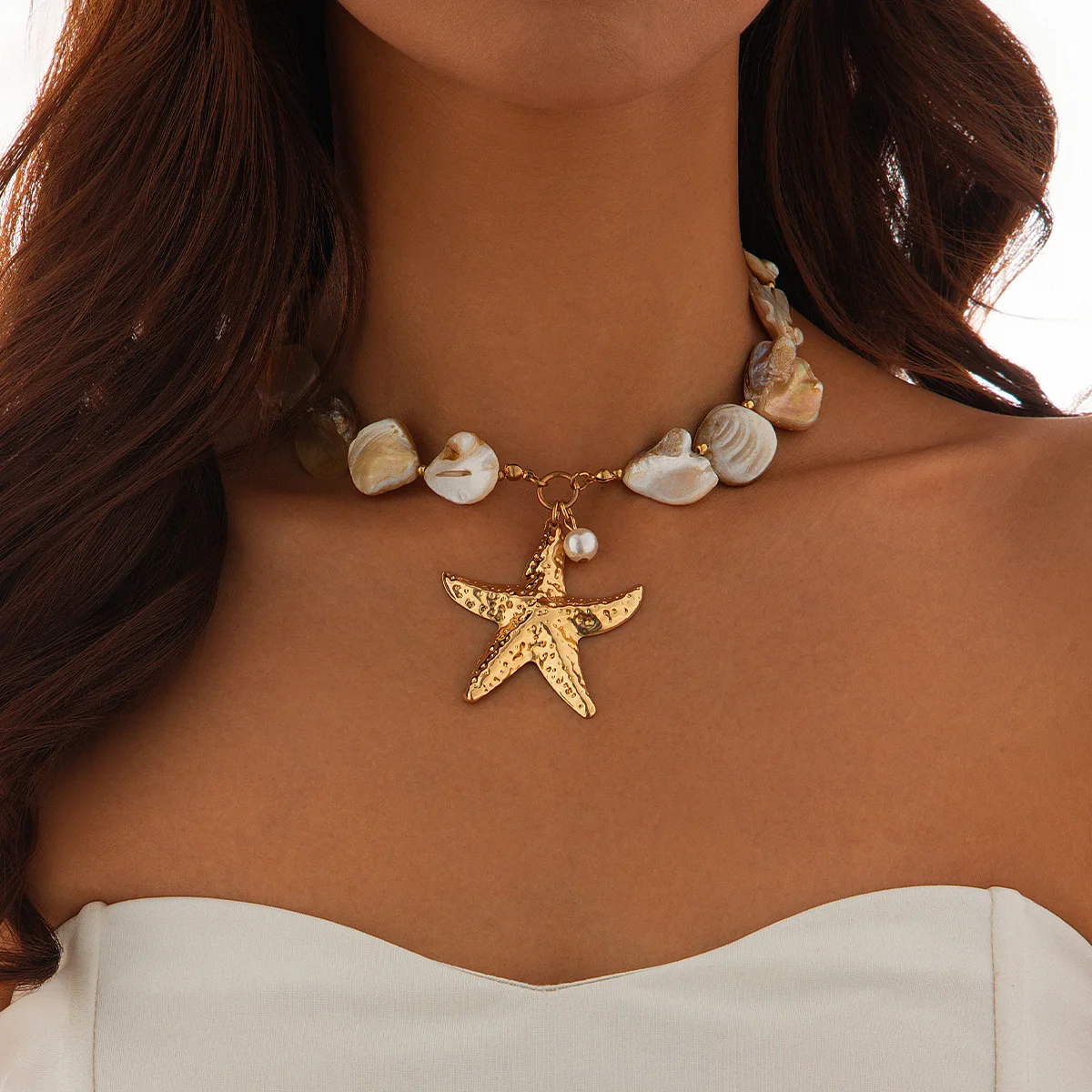 Retro Starfish White Shell Conch Pendant Necklace Women 2024 Simple Creative Colorful Stones Hand Woven beach Jewelry Girls - Image 23