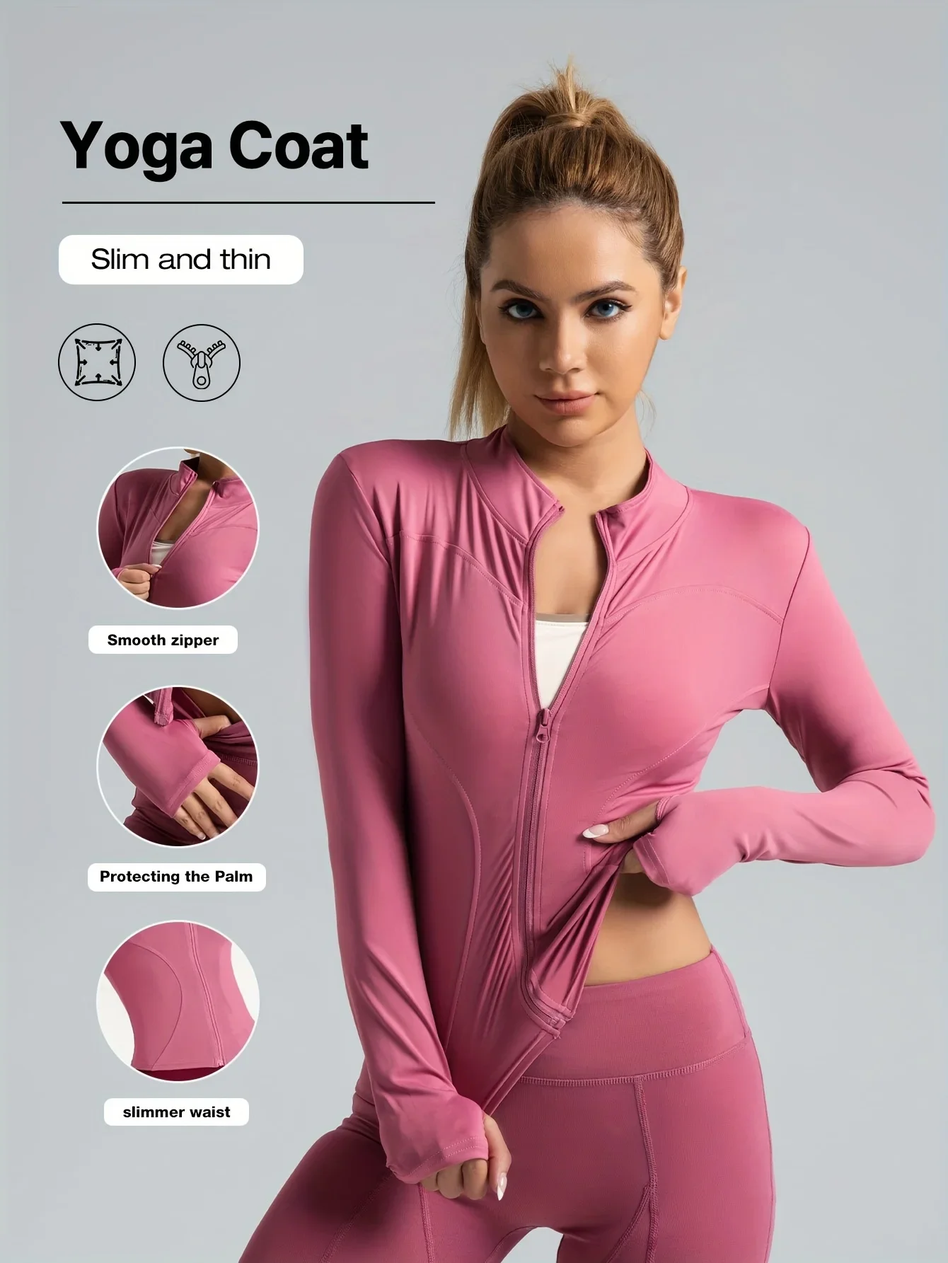 Seamless Sports Outerwear Yoga Coat Cropped Jacket for Gym Running High Waisted Moisture Wicking Workout Top with Coat Women - Image 19