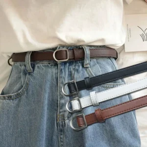 Luxury Leather Women Belts New PU Simple Metal Buckle Belt Girls Dress Jean Pants Waistband Belts for Lady Designer Brand
