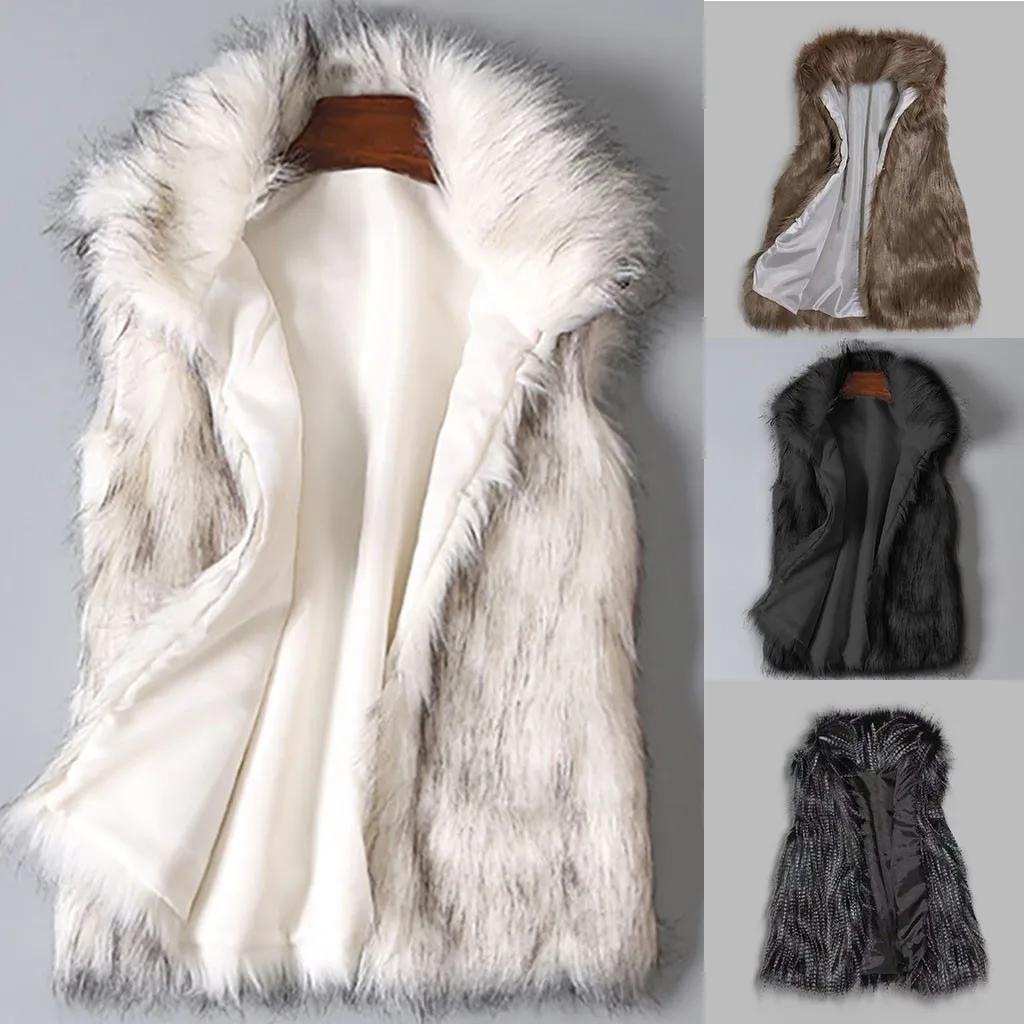 Ladies Vest Women Vest Faux Leather Fur Vest for Women Open Stitch Waistcoat Outerwear Fall Winter Fashion Outerwear for Cold