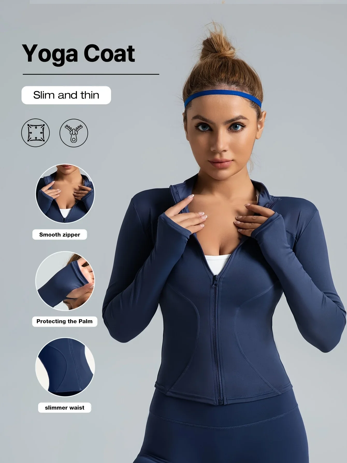 Seamless Sports Outerwear Yoga Coat Cropped Jacket for Gym Running High Waisted Moisture Wicking Workout Top with Coat Women - Image 11