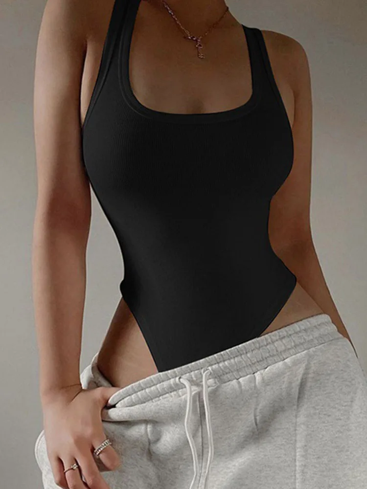 Sleeveless Knit Bodysuit 2025 Hot Summer Sexy Bodycon Off Shoulder Halter Tops Casual Street Bodice For Women ClubWear - Image 4