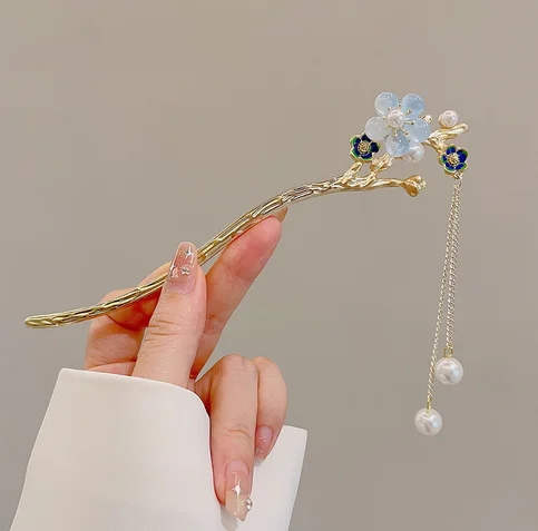 Light Luxury Flower Hairpin For Women Chinese Style Floral Butterfly Tassel Hair Stick Elegant Metal Jewelry Hairpin Hair Clips - Image 26
