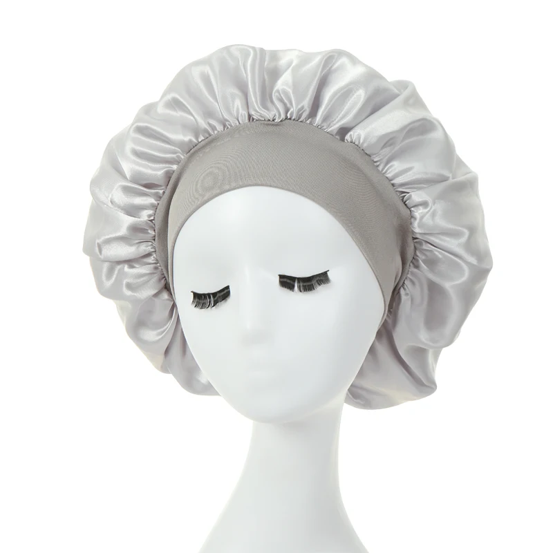 2PCS Milk Imitation Silk Wide Brim Satin Cloth Women's Hair Hat Bonnet Elastic Band Headwear bonnets for women - Image 15