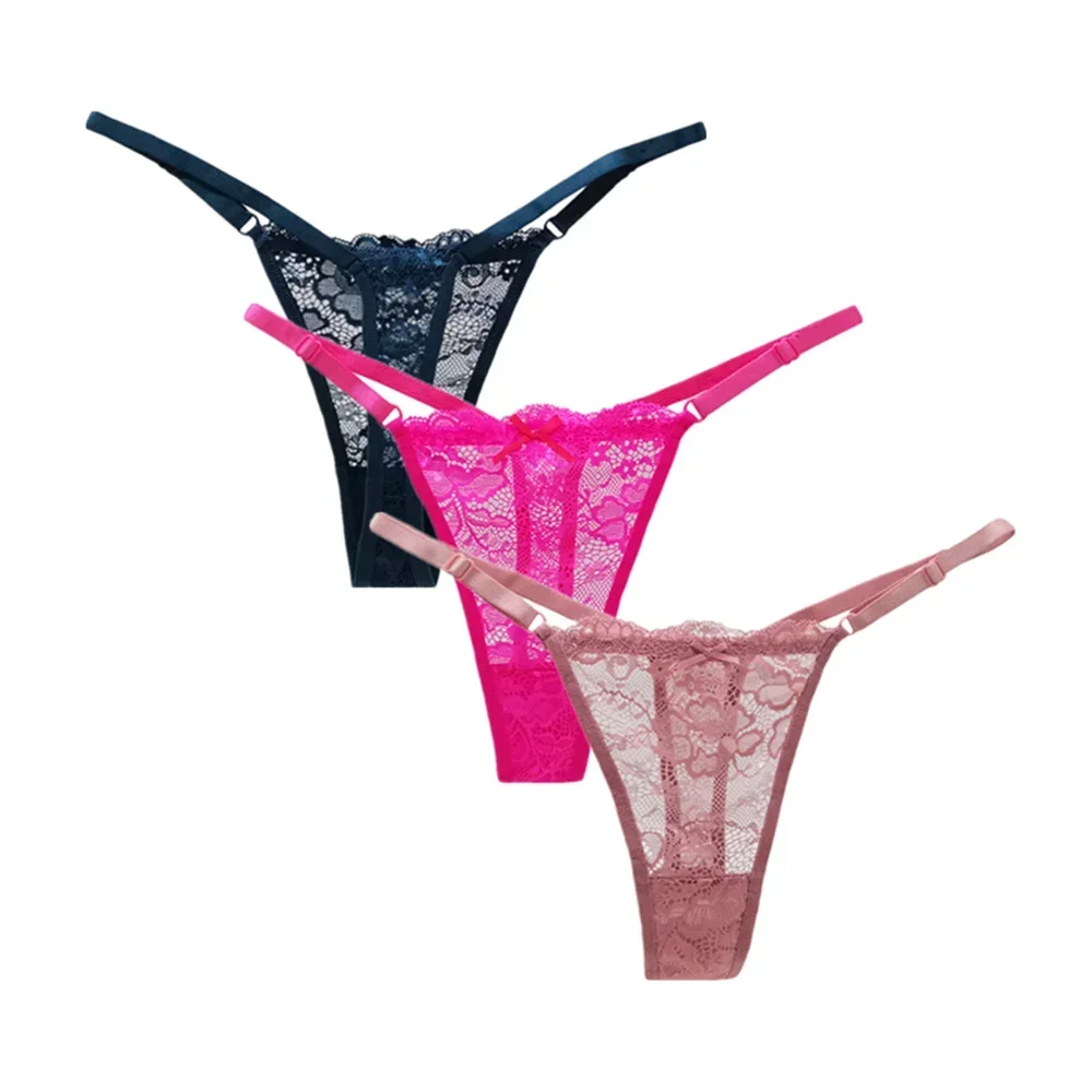 3PCS Adjustable Sexy Transparent Thong Panties Women Lace Underwear Low Waist Female T-back String Underpants - Image 10