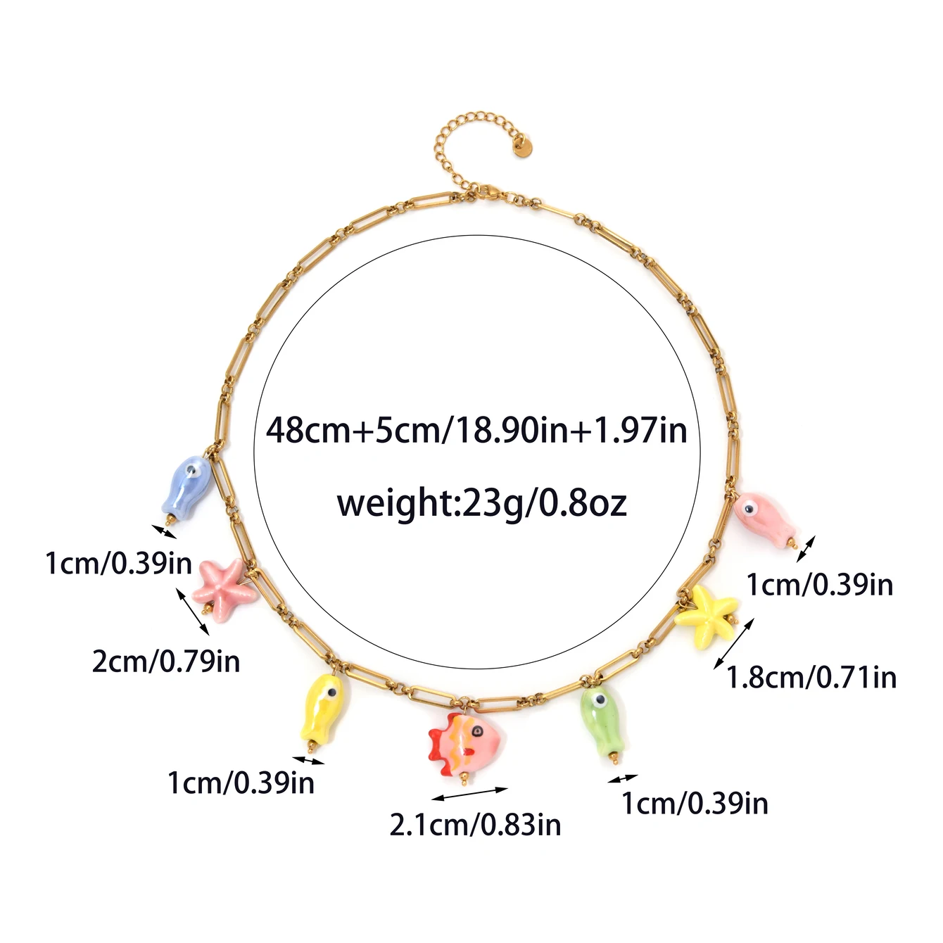 Fashion Stainless Steel Ceramic Starfish Fish Necklace for Women Girls Summer Beach Party Waterproof Popular Cute Jewelry - Image 7