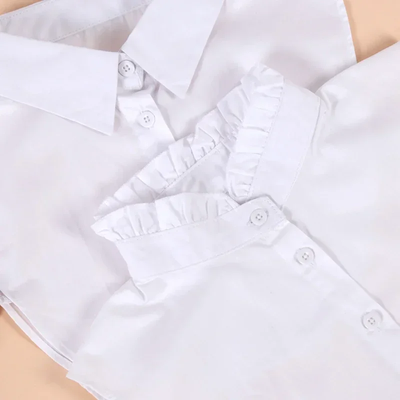 Women's Spring Fall Cotton White Vertical Small Flip Collar Versatile Shirt Jumper Fashion False Collared Clothes Accessories - Image 2