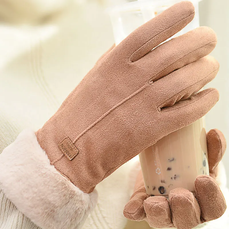 New Fashion Gloves Autumn Winter Cute Furry Warm Mitts Full Finger Mittens Women Outdoor Sport Female Gloves Screen - Image 2