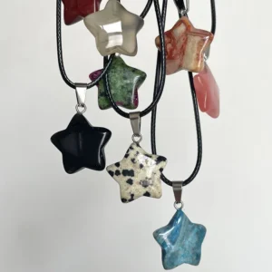 Trend Natural Stone Hexagon Crystal Rose Quartz Opal Star Pendant Necklace for Women Fluorite Lapis Bullet Pendulum Jewelry Gift