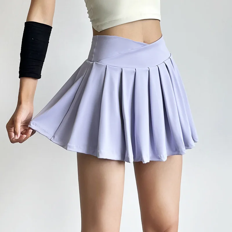 Sports short skirt women summer anti-walk yoga pants running fitness clothes quick dry breathable high waist pleated skirt - Image 6