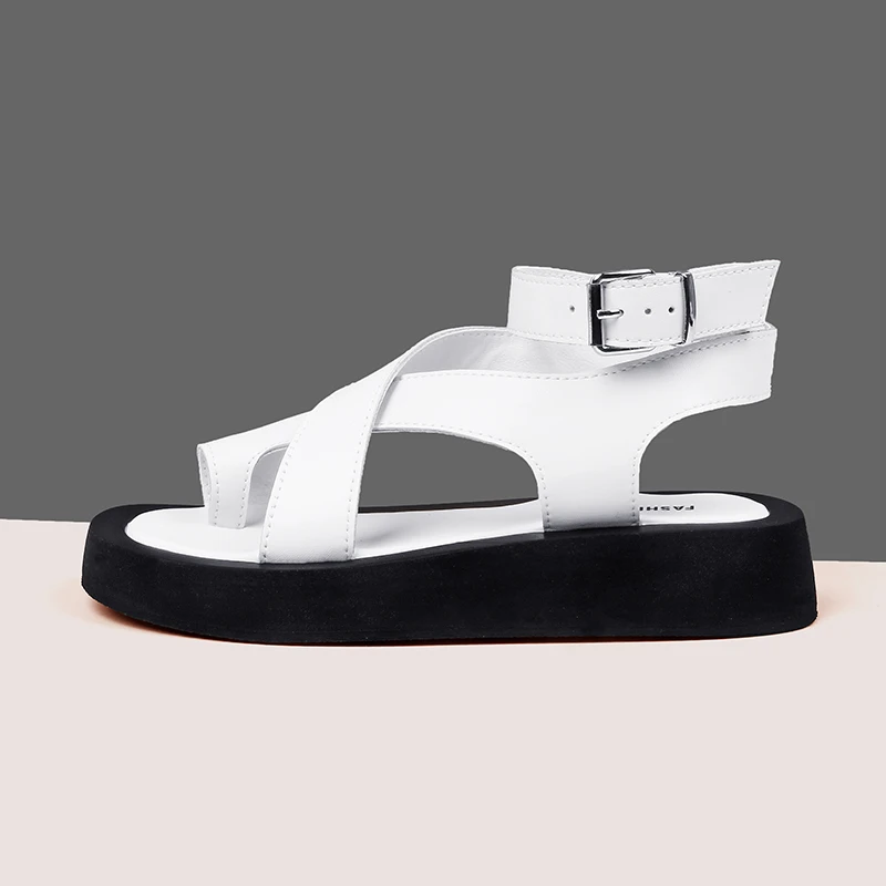 AIYUQI Sandals Women Genuine Leather 2025 Summer New Clip Toe Sandals Ladies Roman Women Shoes Muffin Sandals WHS MTO - Image 3