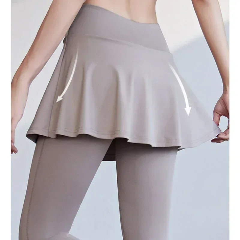 Women Yoga Tenis Skirts High Waist Fake Two Pieces Sports Leggings Fitness Gym Quick-Dry Skirt Athletic Running Legging - Image 5