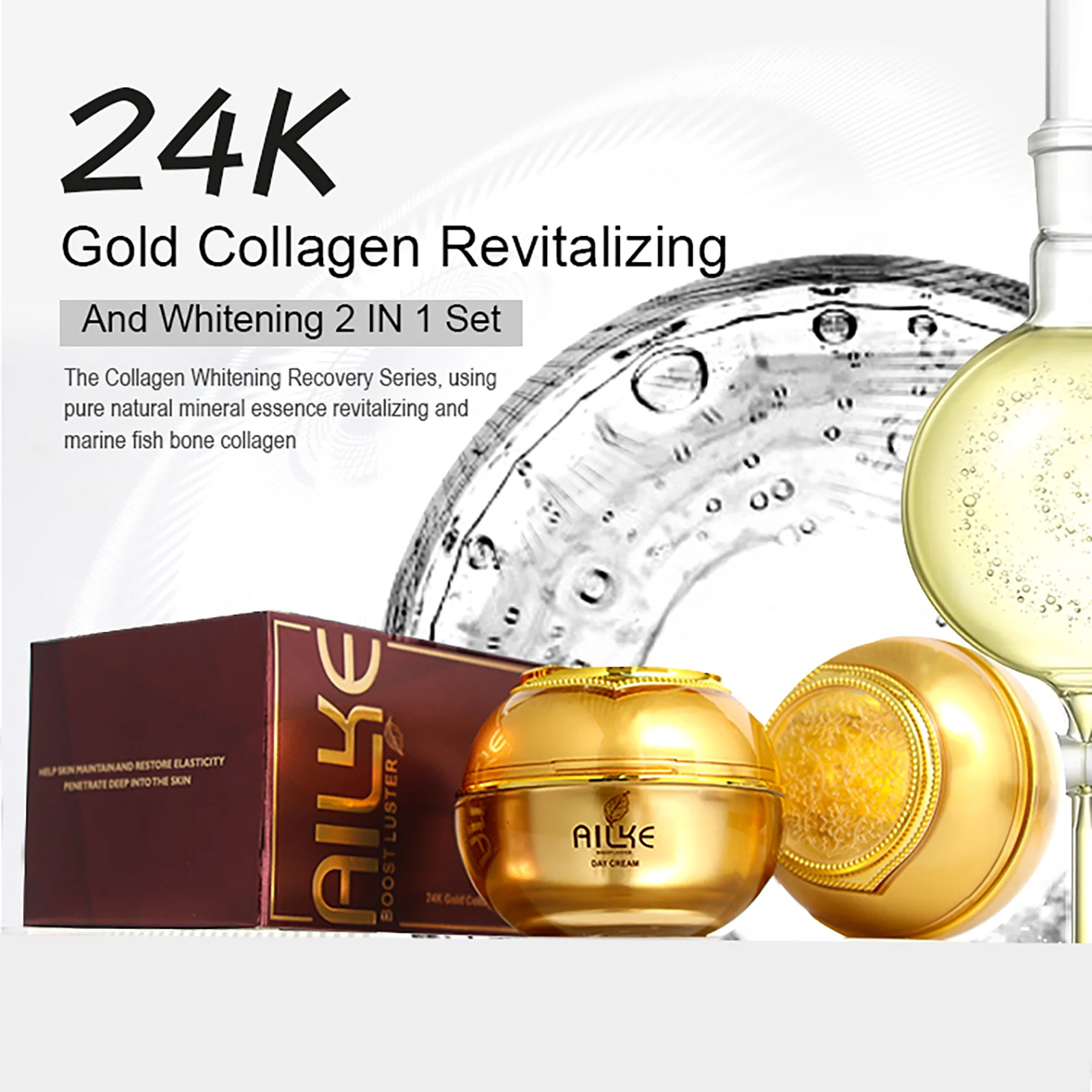 AILKE Whitening Face Care Set, Moisturizing, Brightening, With Collagen Vitamin C, Even Skin Tone, Suitable for Men and Women - Image 2