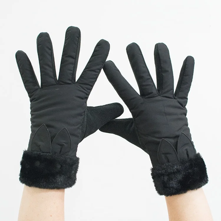 Winter Female Cashmere Warm Suede Leather Cycling Mittens Double Thick Velvet Plush Wrist Women Touch Screen Driving Gloves - Image 14