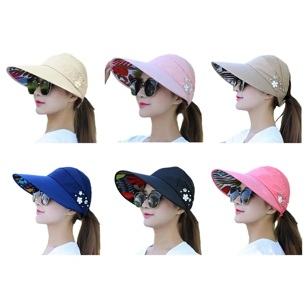 Fashion Womens Ladies Summer Vacation Wide Brim Foldable Sun Hat Anti-UV Beach Visor Caps Casual Hats - Image 4
