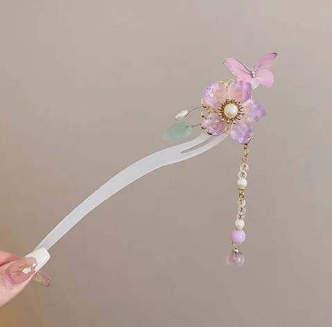 Light Luxury Flower Hairpin For Women Chinese Style Floral Butterfly Tassel Hair Stick Elegant Metal Jewelry Hairpin Hair Clips - Image 45