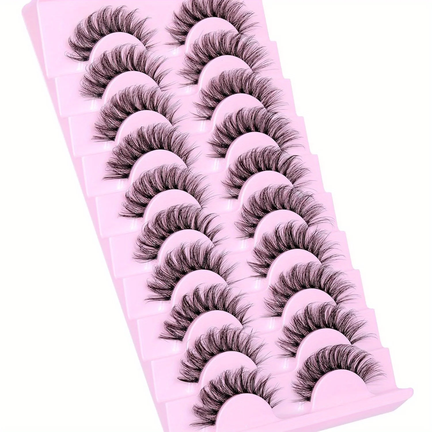 10 Pairs Natural Fluffy D Curl 3D Volume Wispy False Eyelashes with Clear Band - Soft, Lightweight, and - Reusable Lashes - Image 5