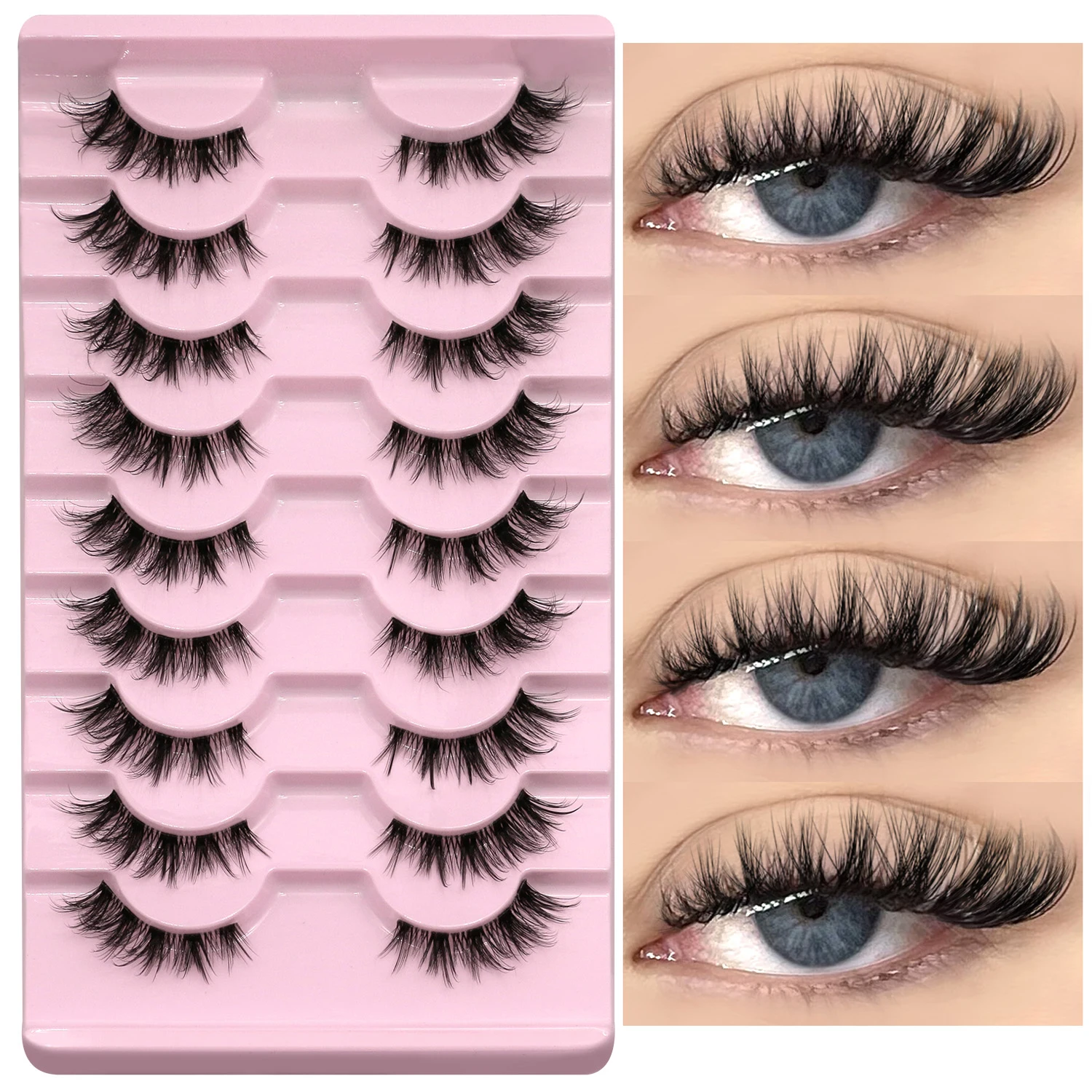 GROINNEYA Half Eyelashes Fluffy Cat Eye Lashes Style Natural Long 3D Faux Mink Lashes Winged End Eye Elongated Eyelash Extension - Image 2