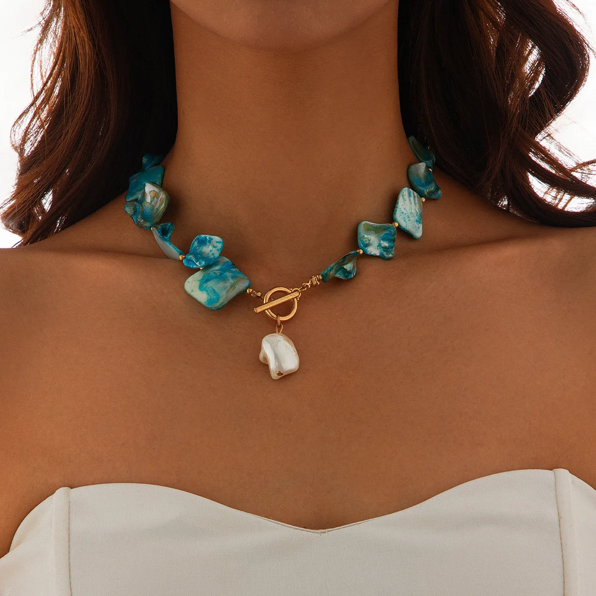 Retro Starfish White Shell Conch Pendant Necklace Women 2024 Simple Creative Colorful Stones Hand Woven beach Jewelry Girls - Image 9