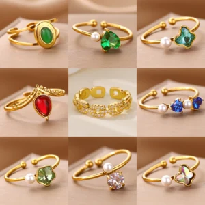 Dainty Horseshoe Buckle Stainless Steel Rings 18K Gold-plated Open Rings Women Golden Wedding Jewelry Vacation Accessories Gifts
