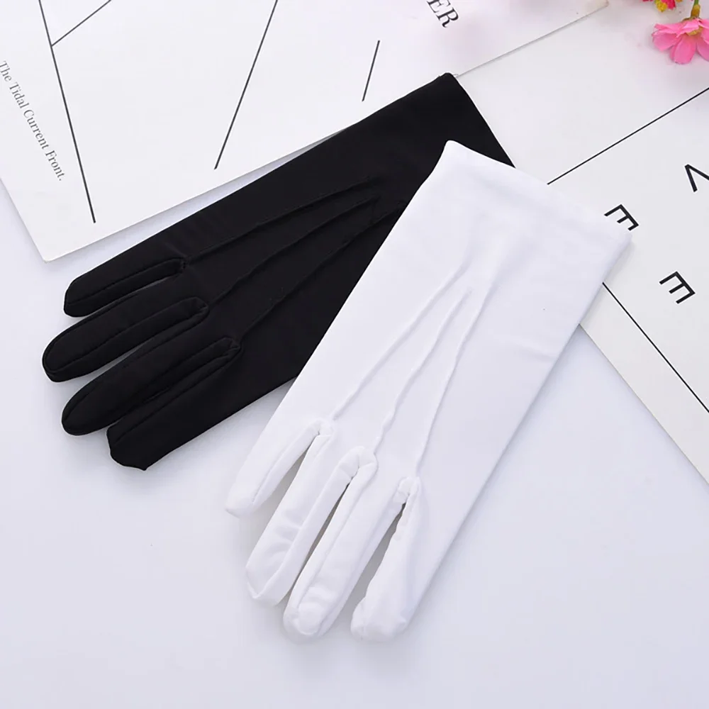 1pair Women White Formal Gloves Guard Santa Men Inspection Non-Slip Short Full Finger Driving Gloves - Image 3