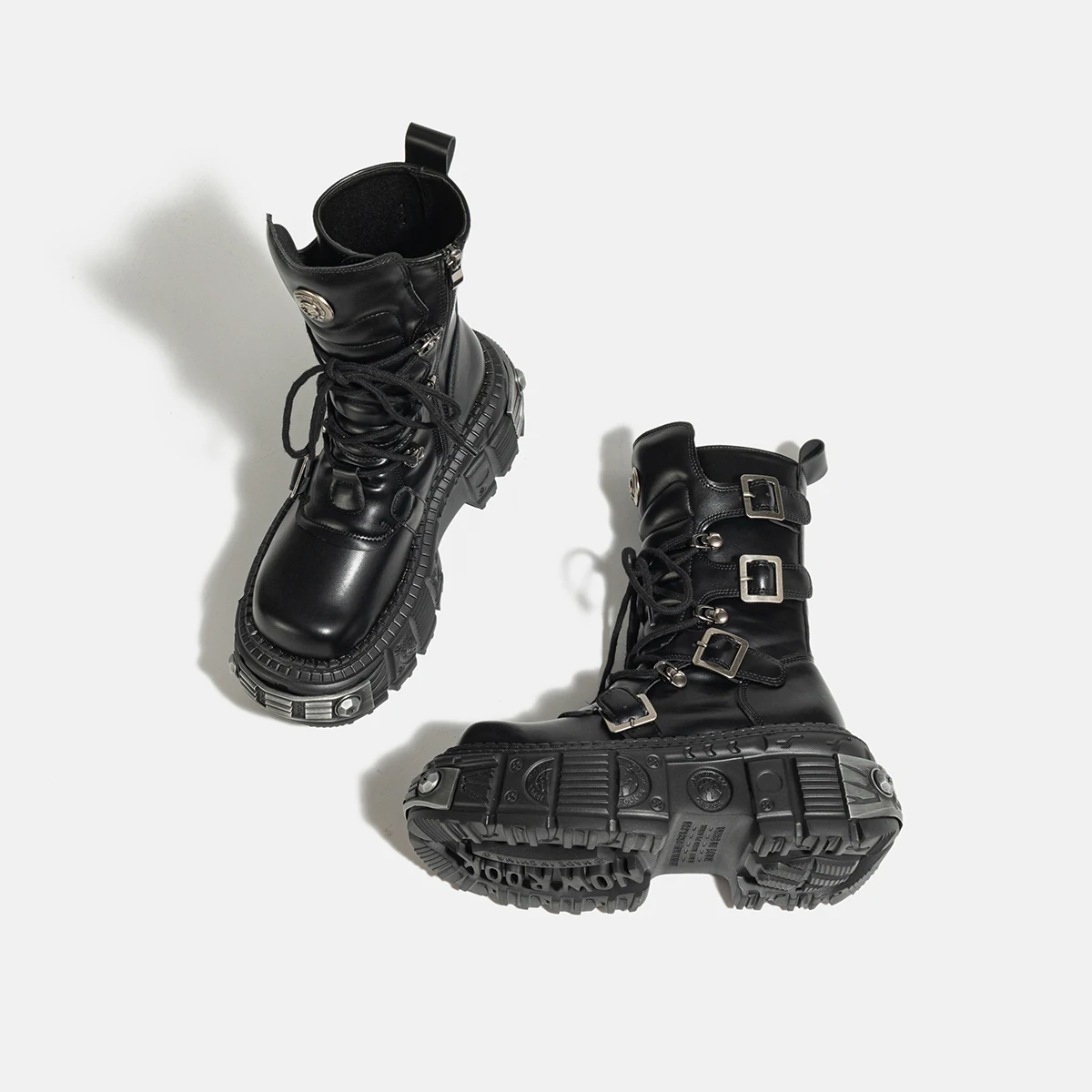 Metal Platform Middle Tube 2023 New Dark Punk Increased Lace-up Female Zipper Girl Motorcycle Boots Women - Image 5