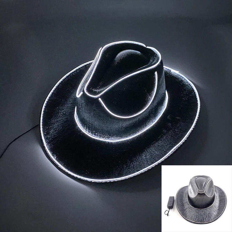 New Arrival Pearlescent Cowboy Hat Dance Costume Decorate Glowing Cowgirl Cap Glowing For Neon NightClub - Image 17