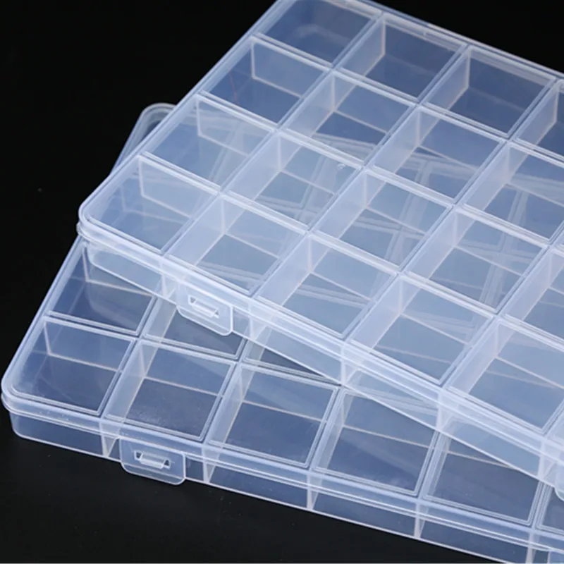 28 Grid Rectangle Plastic Jewelry Box Compartment Storage Box Case Jewelry Earring Bead Craft Display Container Organizer - Image 2