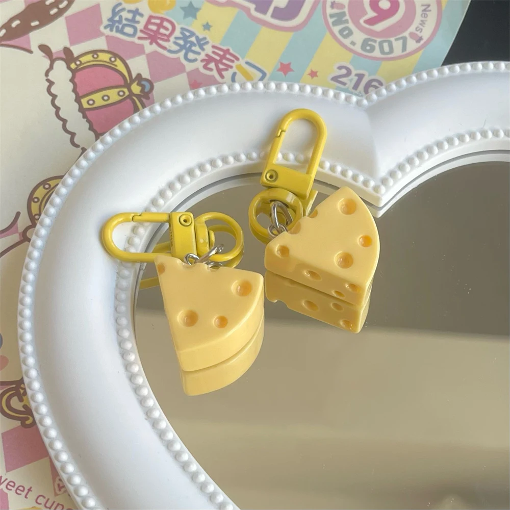 Milk Yellow Cheese Block Keychain Imitation Food Game Resin Keyring Student Girl Jewelry Pendant Gift New - Image 2