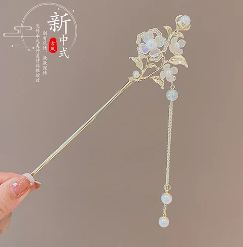 Light Luxury Flower Hairpin For Women Chinese Style Floral Butterfly Tassel Hair Stick Elegant Metal Jewelry Hairpin Hair Clips - Image 22