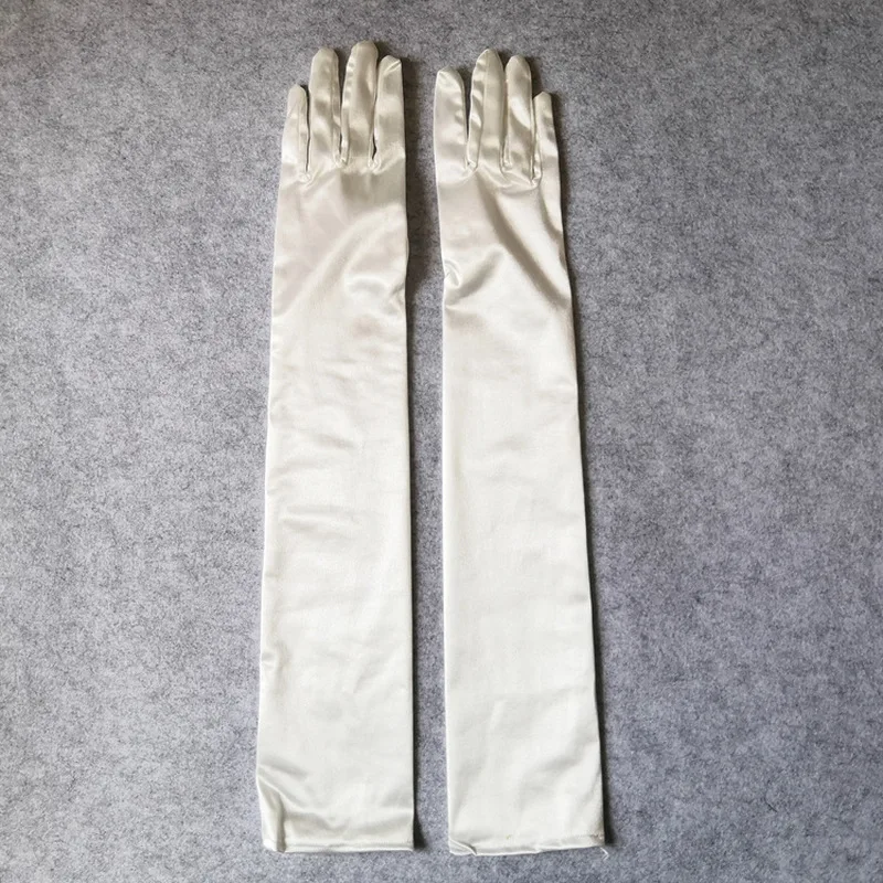 Women Long Solid Satin Soft Multicolor Ceremonial Gloves Drive Ride Dance Performance Sunscreen Cosplay Elasticity - Image 16