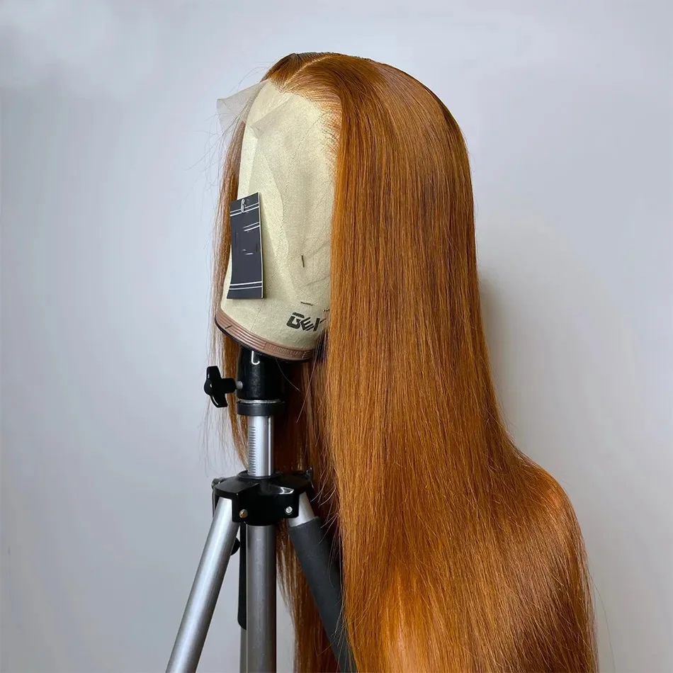 13x6 Ginger Blonde Colored Human Hair Lace Front Wigs 180% HD Lace Frontal Wigs Straight Honey Blonde Color Human Hair Wigs - Image 3