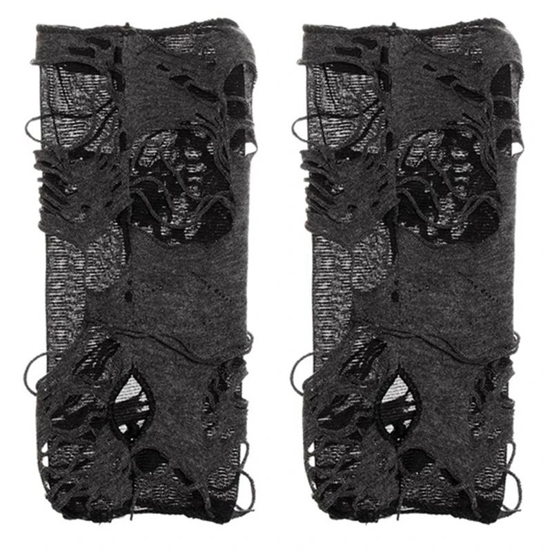 Halloween Broken Slit Gloves Black Ripped Holes Cosplay Gloves Adults Sexy Gothic Fingerless Gloves Fashion Accessories - Image 4