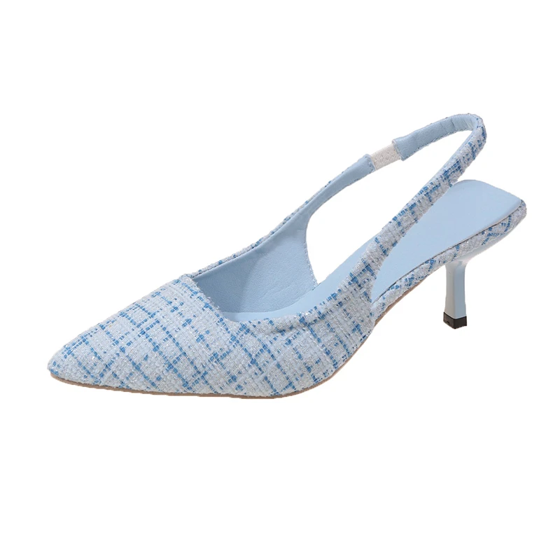 Brand Designer Slingbacks High Heels Pumps Women Pointed Blue Pointed Toe Party Shoes Summer Thin Heeled Sandals High Heel Shoes - Image 8