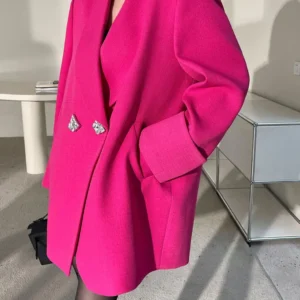 Chic High-end Blazer Design Women Clothing Trend Spring Autumn Jackets Mid-length Coats Loose Button Blazer Long Sleeve Tops New