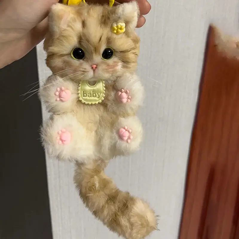Cute Black Cat Keychain Kawaii Simulated Kitten Bag Charms Backpack Pendant Handmade DIY Cat Key Chain For Cat Lovers брелок - Image 5
