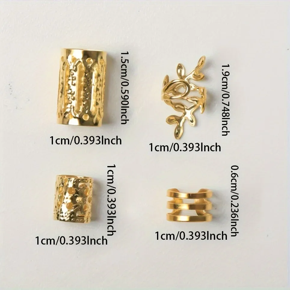 40pcs Metal Hair Rings Beads Cuffs Tubes Charms Hollow Out Dread African Hair Braids mix Hair Braider Decoration Accessories - Image 5