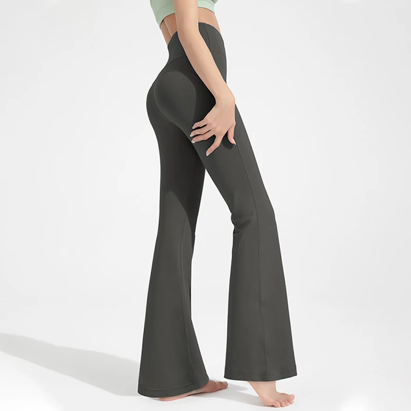 Naked High Waisted Waist Cinching Hip Lifting Fitness Exercise Elastic Bell Bottom Pants Women Casual Outdoor Running Yoga Pants - Image 2